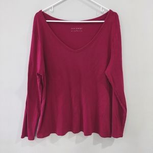 Pure Energy women's t-shirt 1X fuchsia pink long sleeve v-neck
